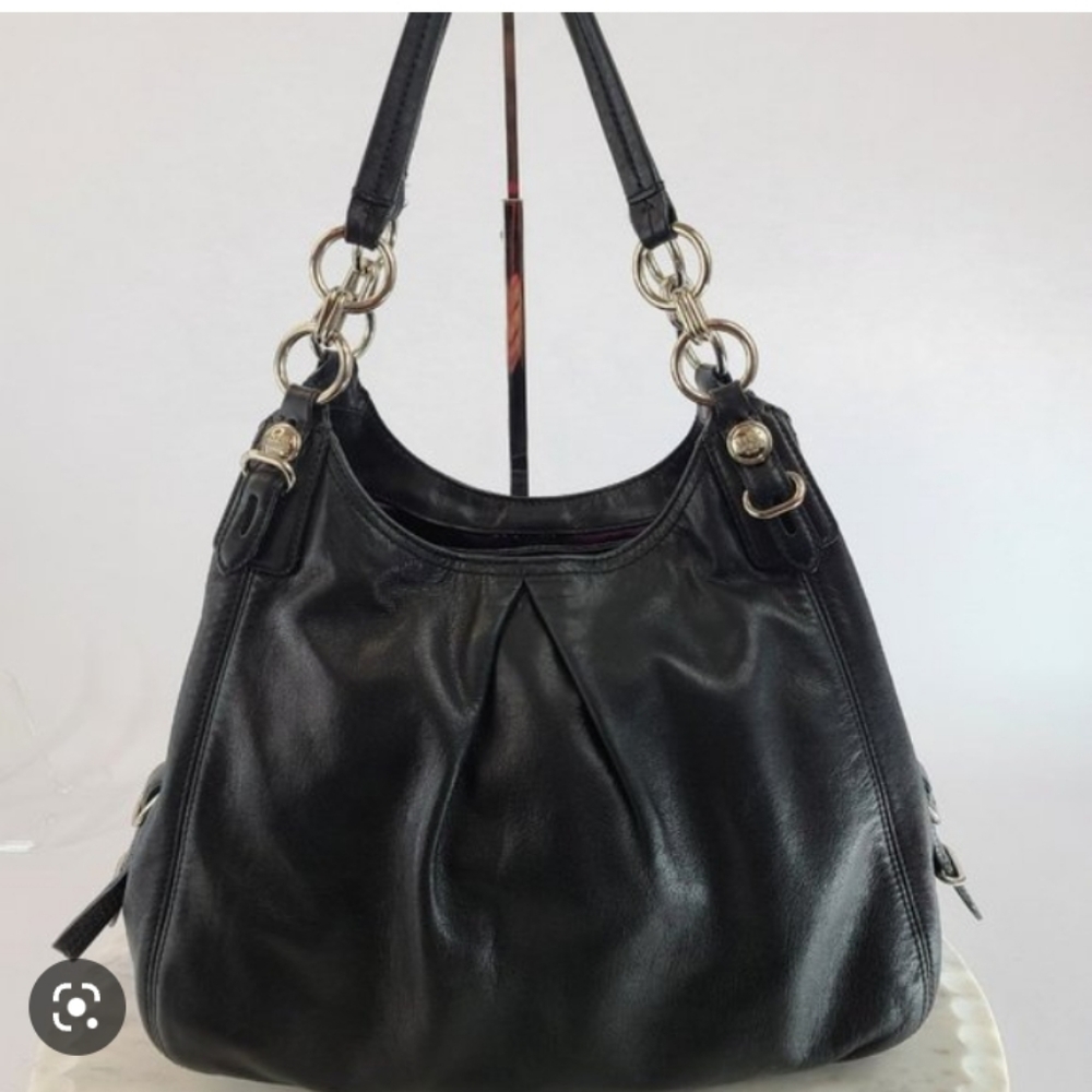 Coach Madison Maggie Mia Black Leather 3 compartments 100% authentic pre-owned